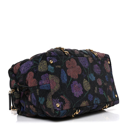 Chanel Denim Printed Destination Chenonceau Shoulder Bag Charcoal Multicolor 4 of 10