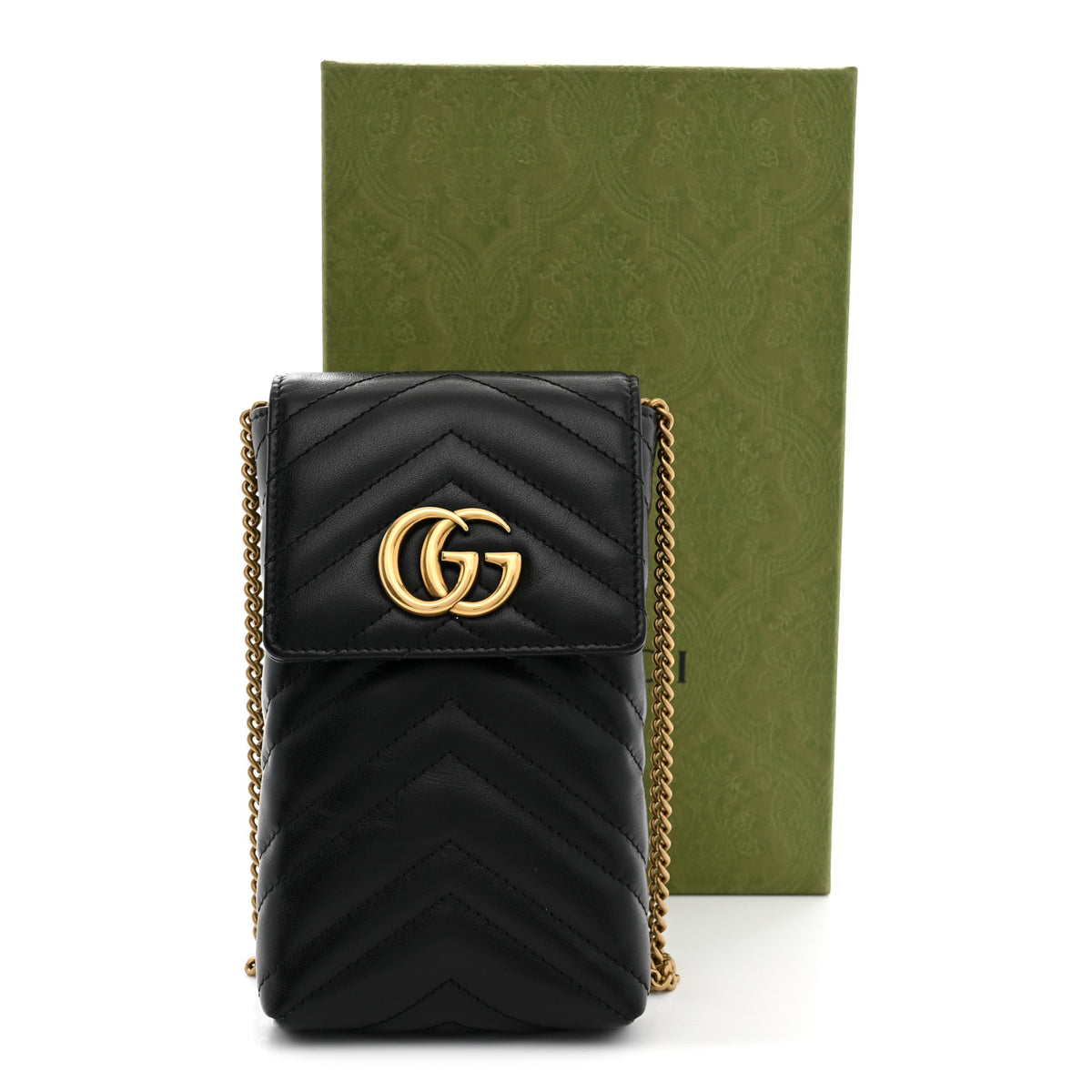Gucci Calfskin Small GG Marmont Phone Crossbody Bag Black 12 of 12