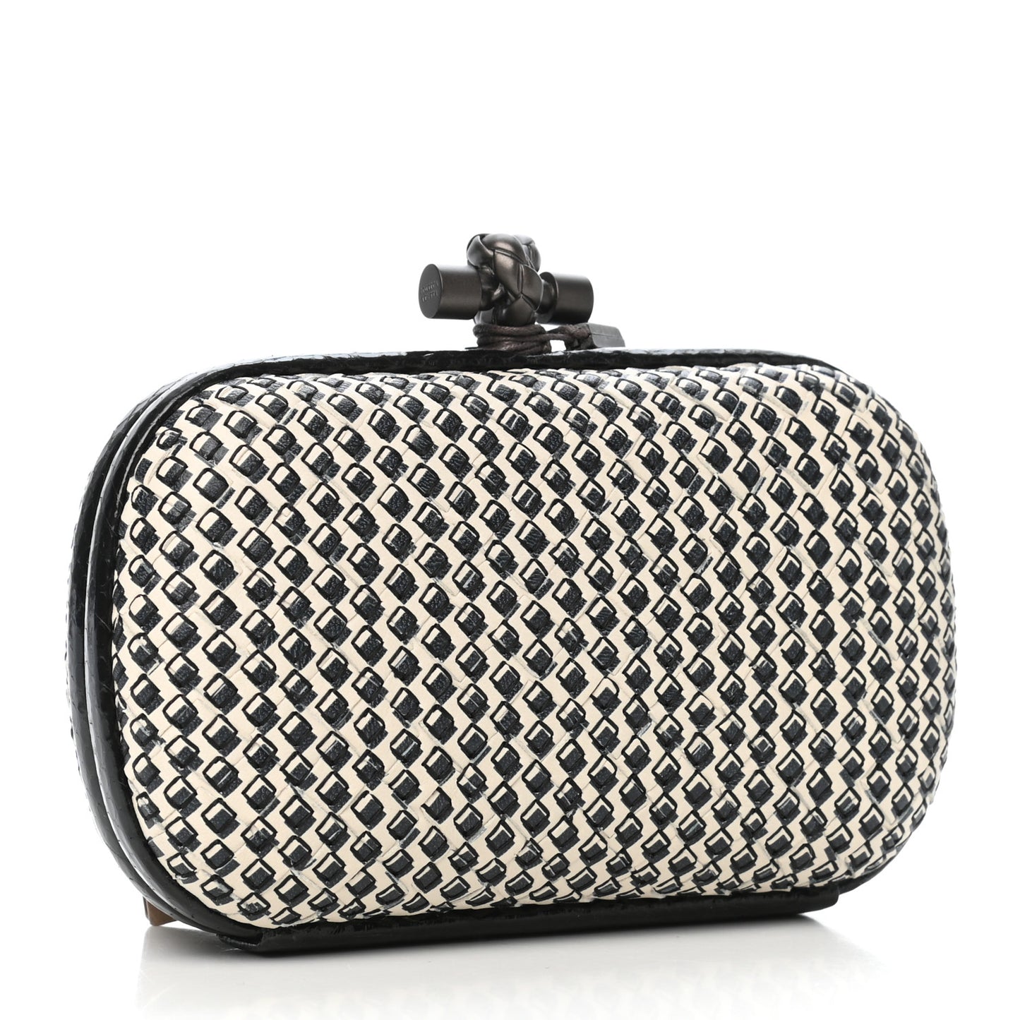 Nappa Ayers Printed Intrecciato Knot Clutch Black