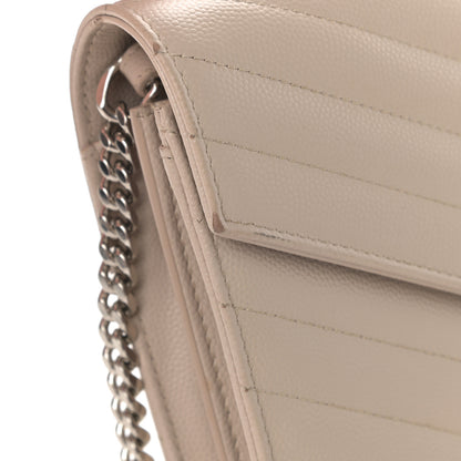 Saint Laurent Grain De Poudre Matelasse Chevron Monogram Chain Wallet Rose Poudre 15 of 18