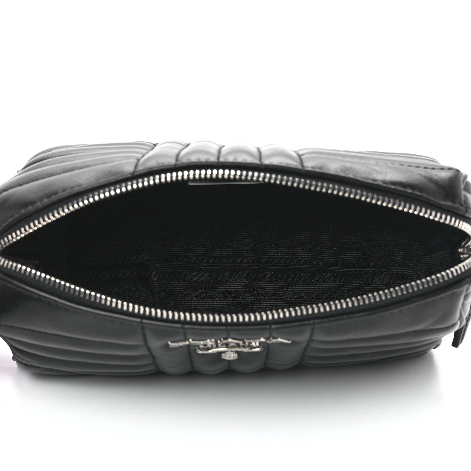 Prada Soft Calfskin Impunture Diagramme Wristlet Pouch Black 5 of 11