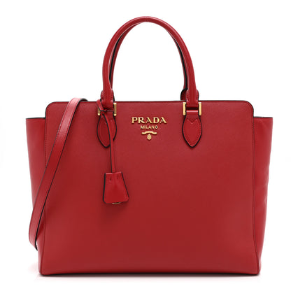 Prada Saffiano Soft Calfskin Large Zippered Tote Fuoco 1 of 10