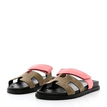 Hermes Suede Goatskin Womens Chypre Sandals 40.5 Toundra Rose Du Desert 3 of 9