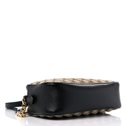 Gucci Monogram Matelasse Diagonal Small GG Marmont Chain Shoulder Bag Beige Black 4 of 13