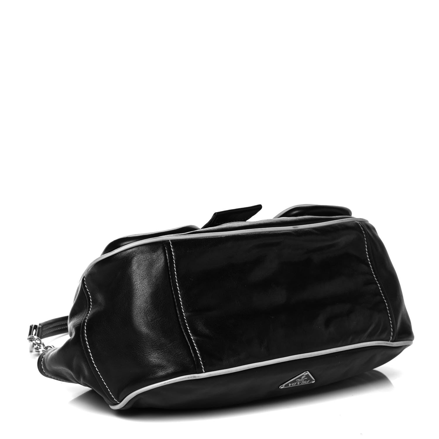 Prada Vitello Daino Front Pocket Hobo Black 4 of 10