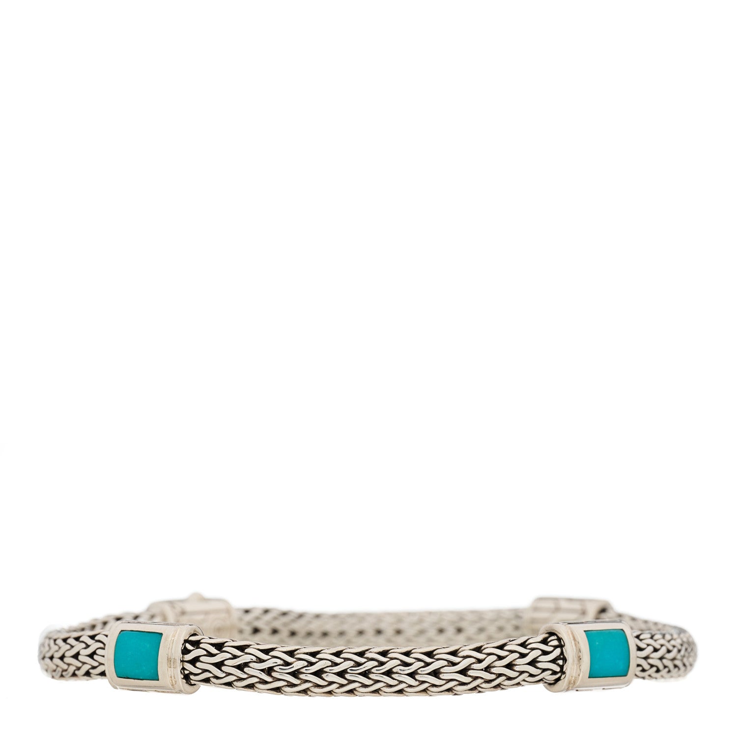 John Hardy Sterling Silver Turquoise 4 station Classic Chain Bracelet 2 of 5