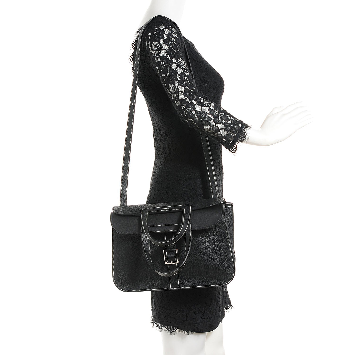 Hermes Taurillon Clemence Halzan 31 Black 2 of 13
