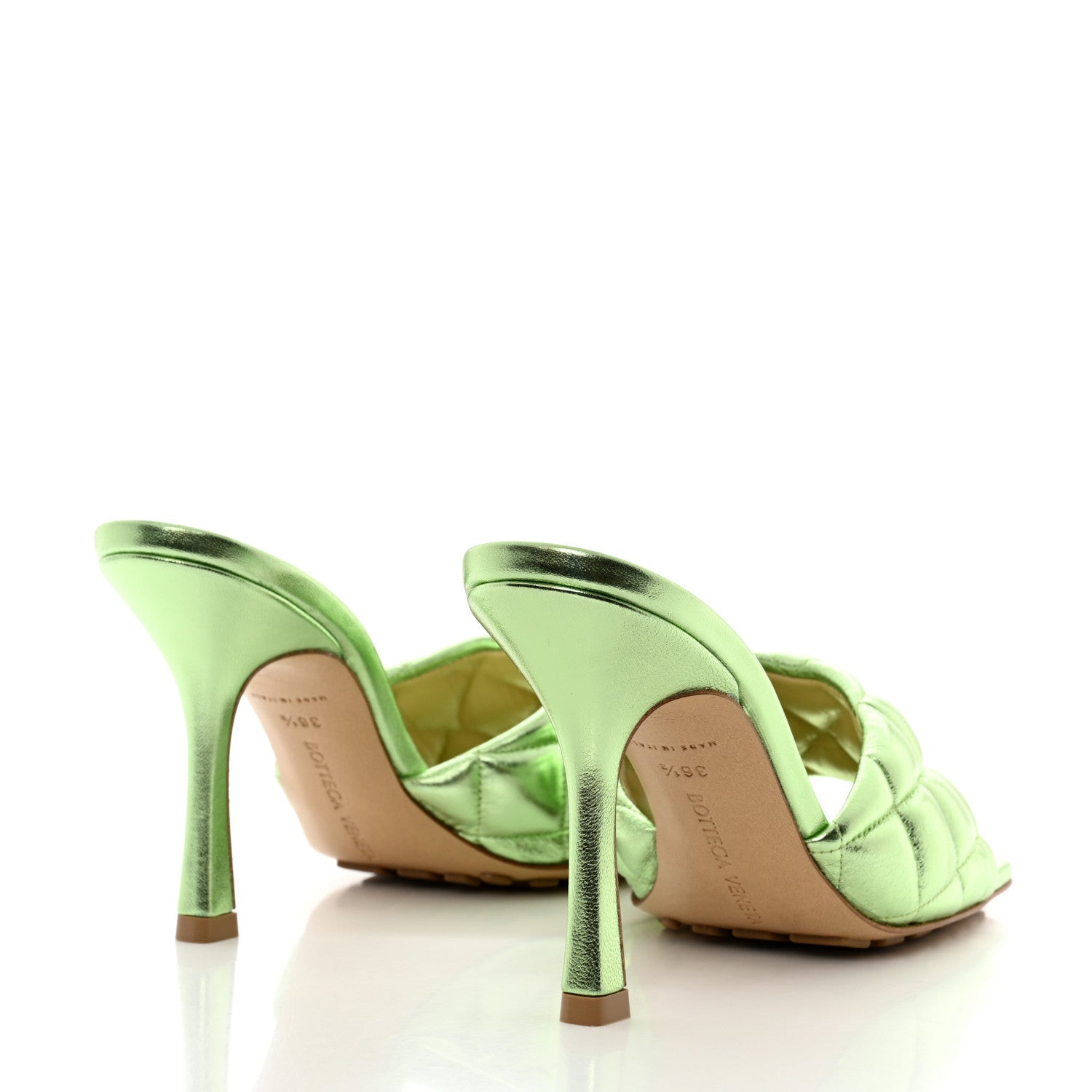 Bottega Veneta Metallic Nappa Reflection Matelasse Padded Mule Sandals 36.5 Pistachio 4 of 8