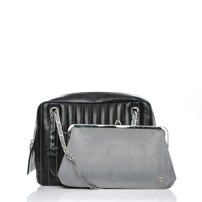 Chanel Lambskin Vertical Quilted Mademoiselle Small Camera Case Black 5 of 14