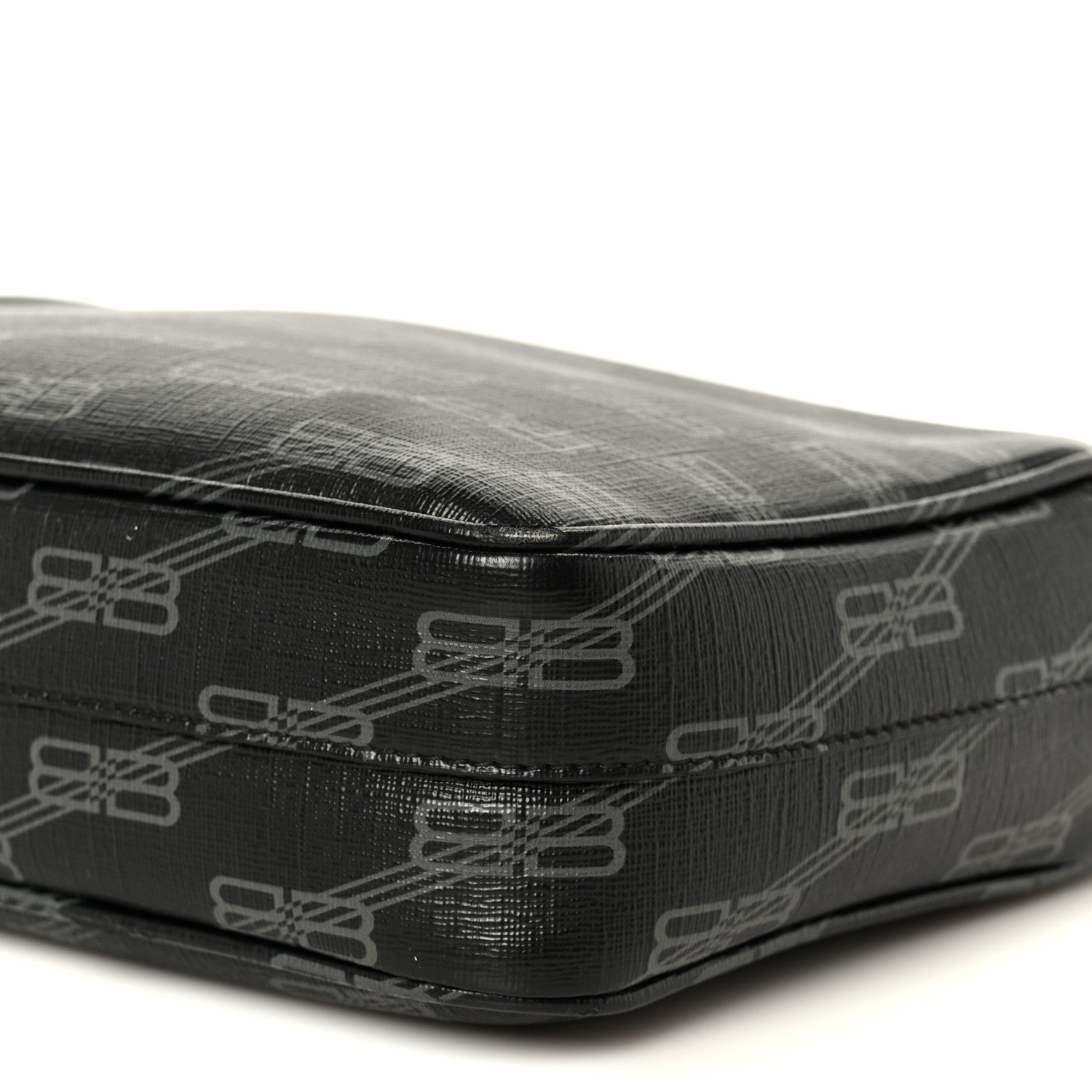 Balenciaga Coated Canvas BB Monogram Medium Signature Camera Bag Black Grey 11 of 13