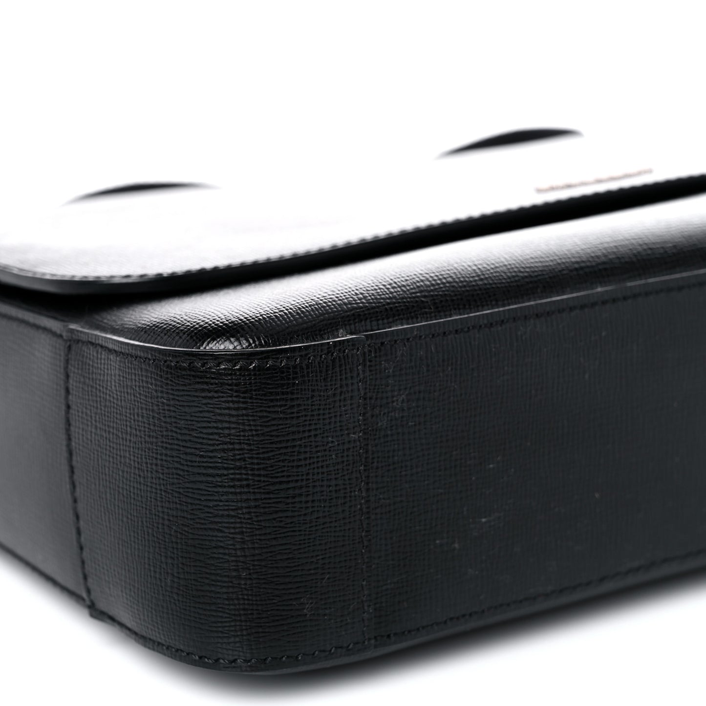 Grainy Calfskin Messenger Bag Black