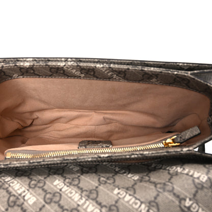Gucci X BALENCIAGA GG Supreme Monogram Logo Print Horsebit 1955 Shoulder Bag Beige Ebony 5 of 10