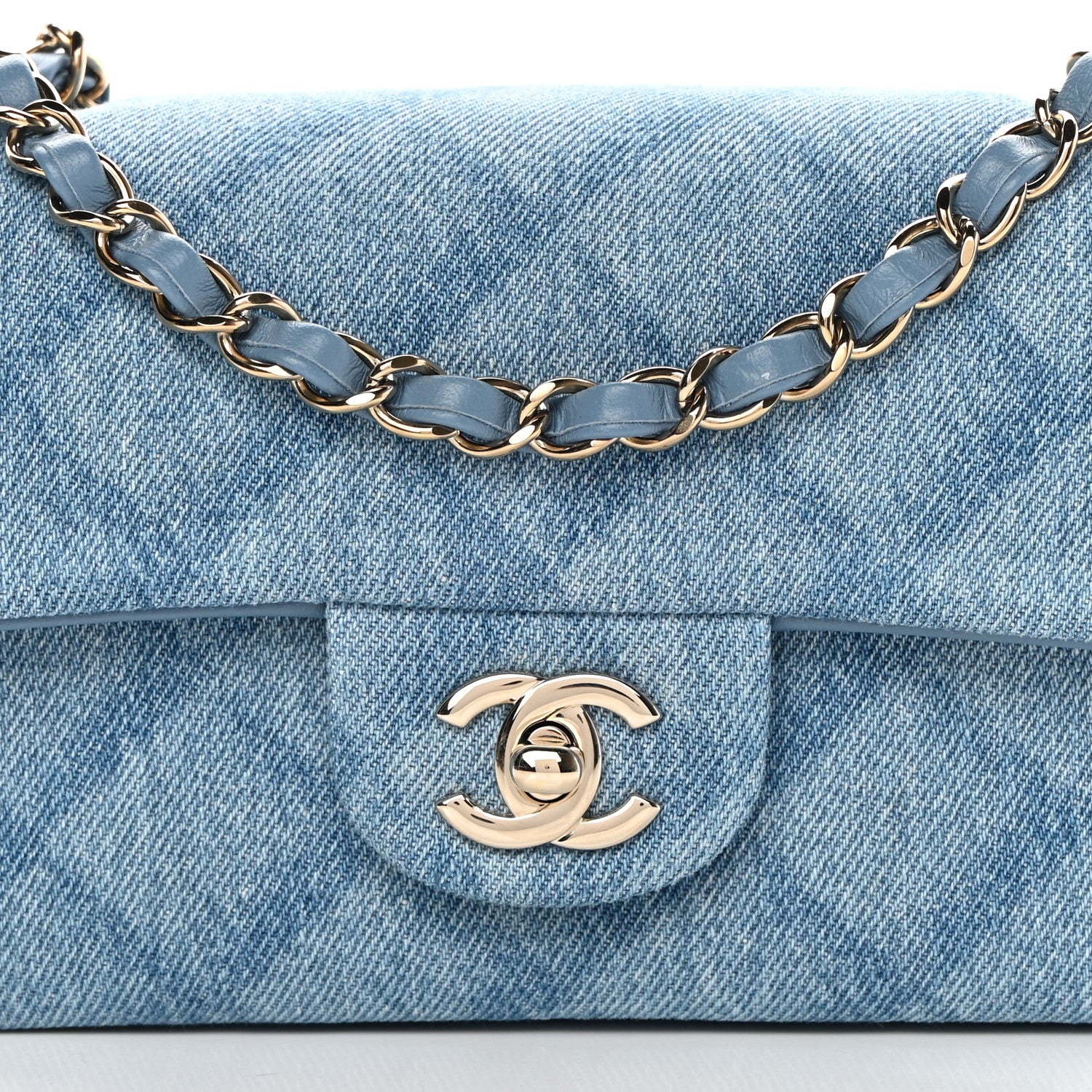 Chanel Denim Quilt Print Mini Rectangular Flap Light Blue 8 of 11