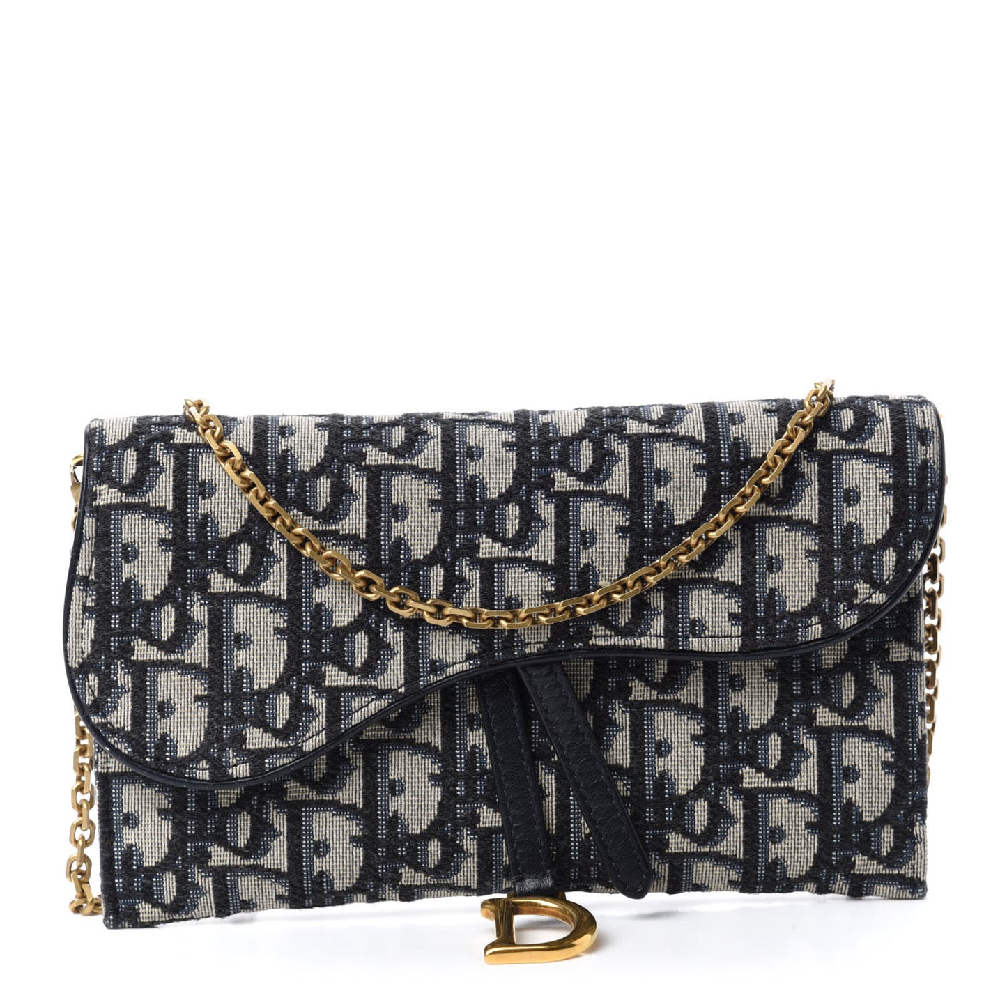 Oblique Saddle Chain Long Wallet Blue