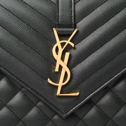 Saint Laurent Grain De Poudre Textured Mixed Matelasse Triquilt Medium Monogram Satchel Dark Tea 12 of 12