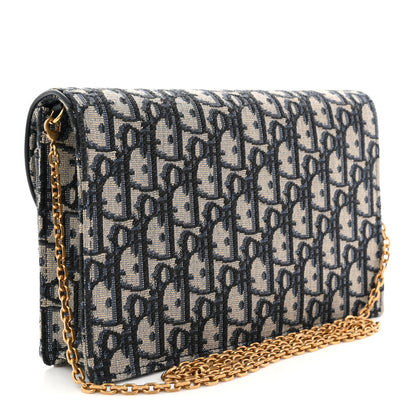 Christian Dior Oblique Saddle Chain Pouch Blue 3 of 10