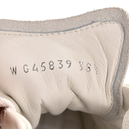 Chanel Shiny Calfskin Suede Quilted CC Logo Sneakers 38.5 White 9 of 10