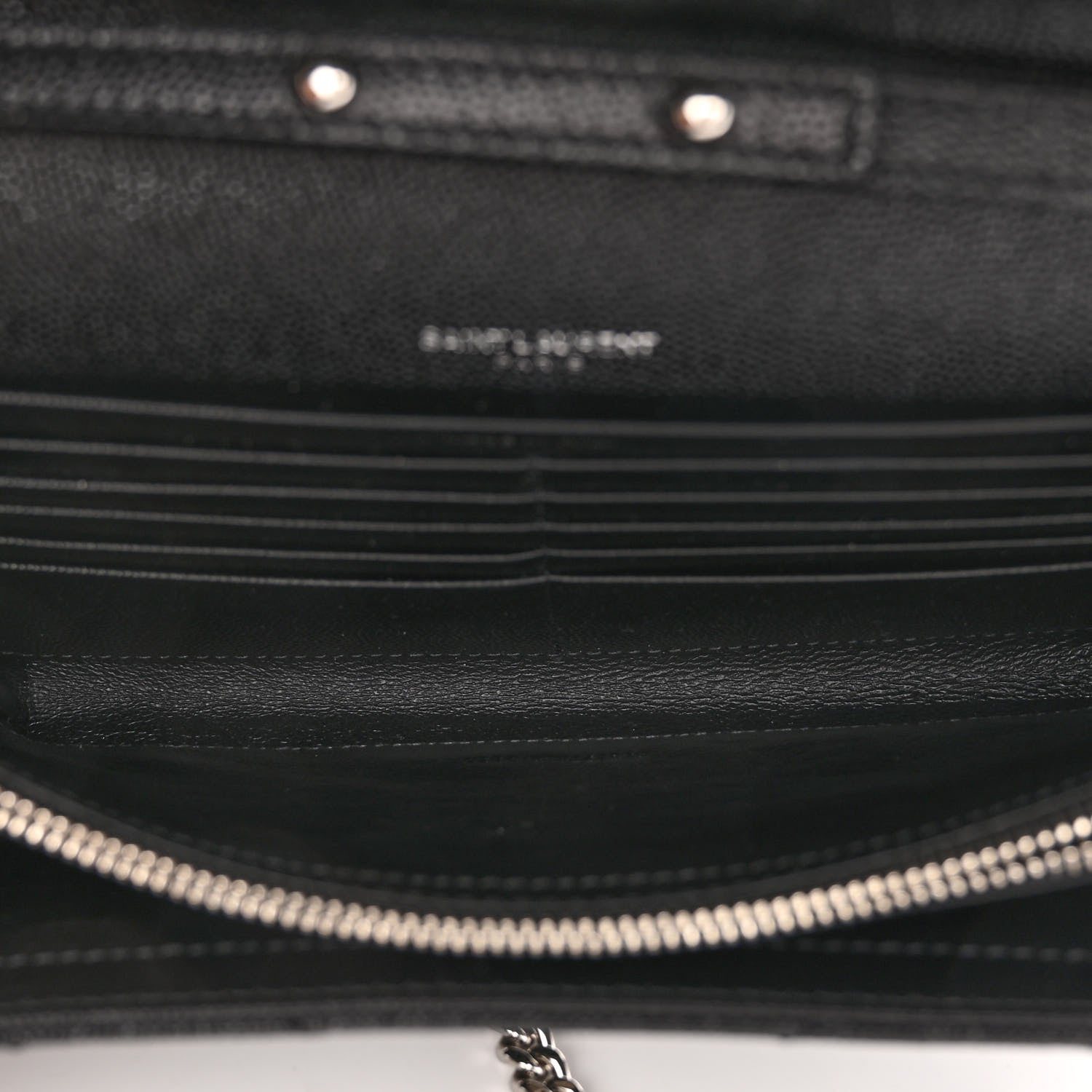 Saint Laurent Grain De Poudre Matelasse Chevron Monogram Chain Wallet Black 5 of 9