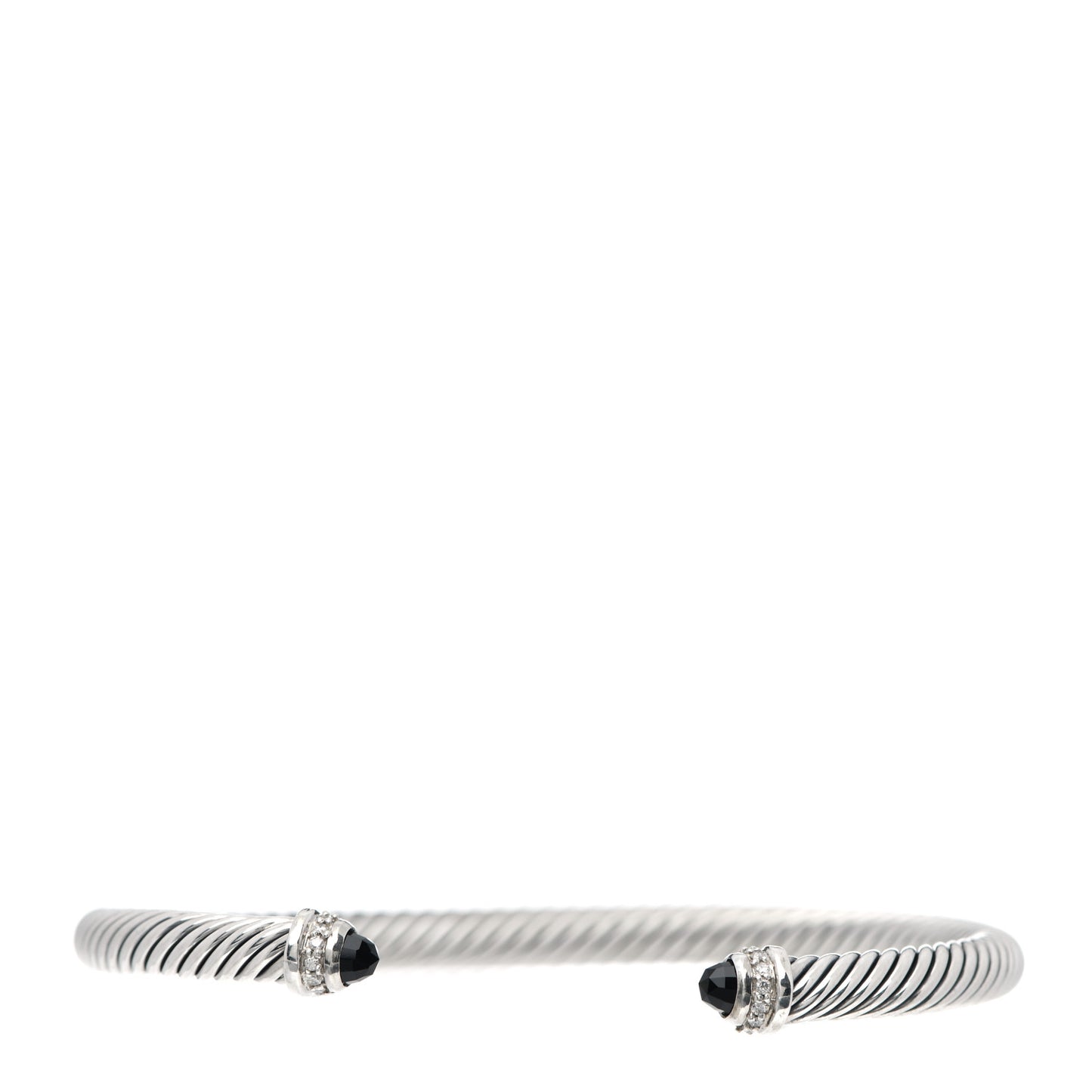 Sterling Silver Diamond Black Onyx 5mm Cable Classics Bracelet
