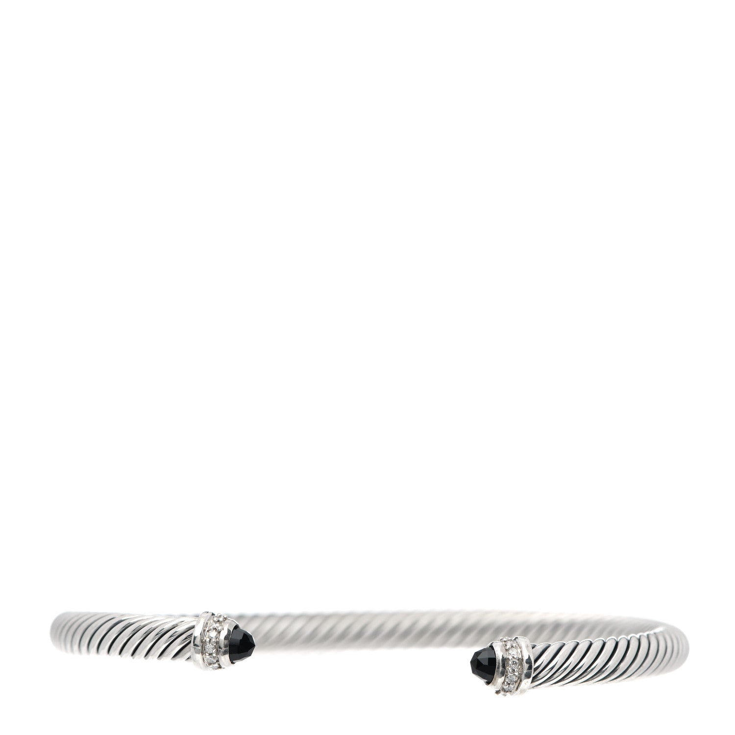 David Yurman Sterling Silver Diamond Black Onyx 5mm Cable Classics Bracelet 1 of 4