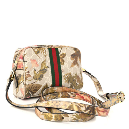 Gucci GG Supreme Monogram Water Flora Web Mini Ophidia Shoulder Bag Beige White Multicolor 3 of 9