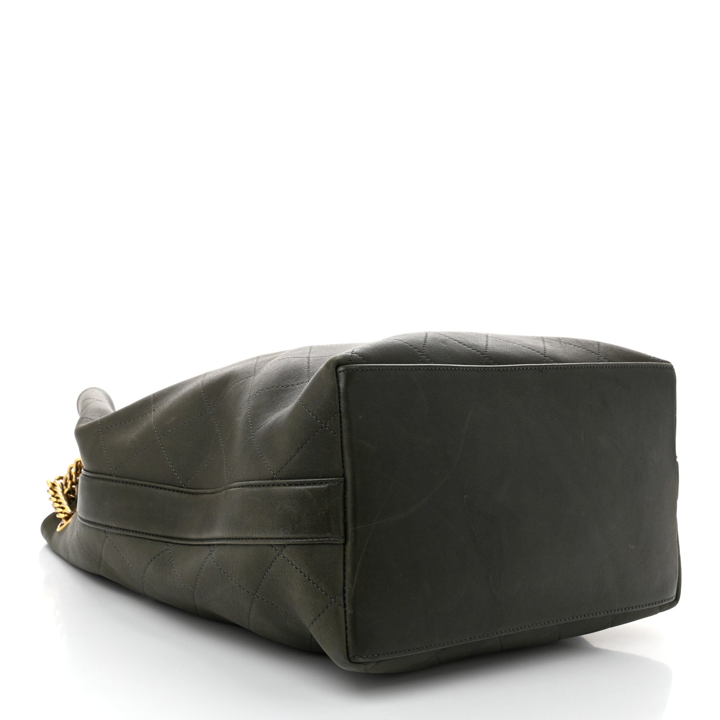 Calfskin Quilted Small On My Shoulder Drawstring Bag Dark Green