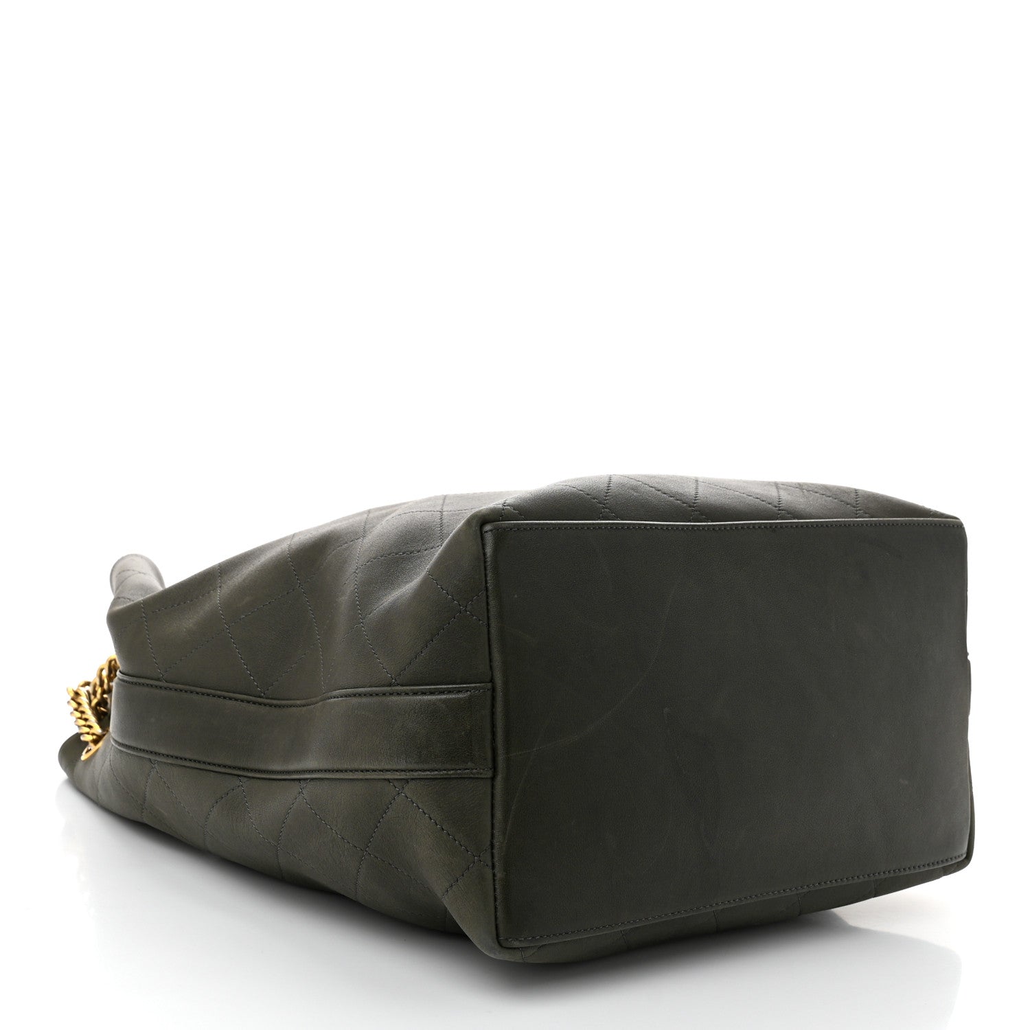 Chanel Calfskin Quilted Small On My Shoulder Drawstring Bag Dark Green 4 of 11