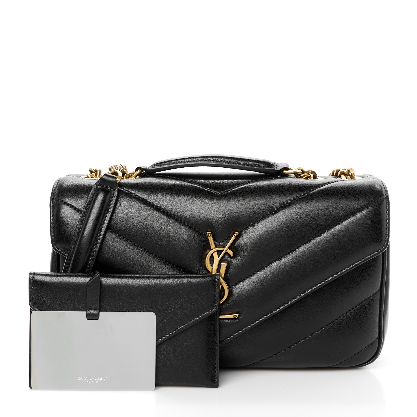 Lambskin Chevron Quilted Small Loulou Black