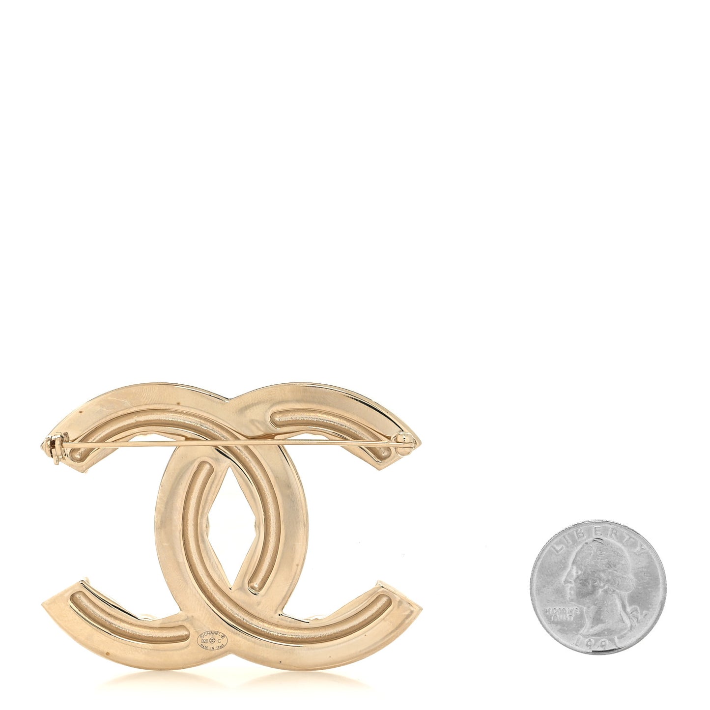 Baguette Crystal Quilted Vintage Allure CC Brooch Gold