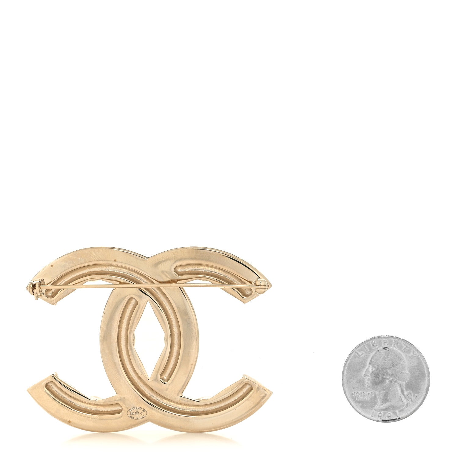 Chanel Baguette Crystal Quilted Vintage Allure CC Brooch Gold 2 of 3