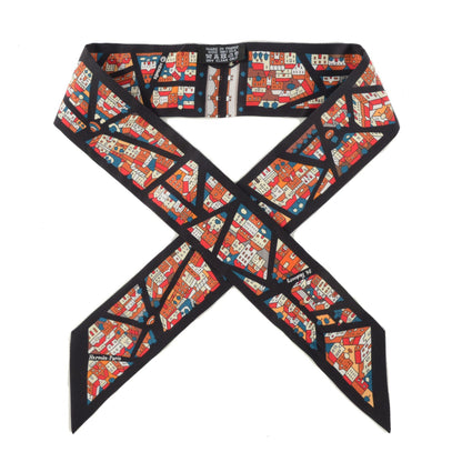 Hermes Silk Rive Droite Rive Gauche Twilly Noir Brique Bleu 1 of 5