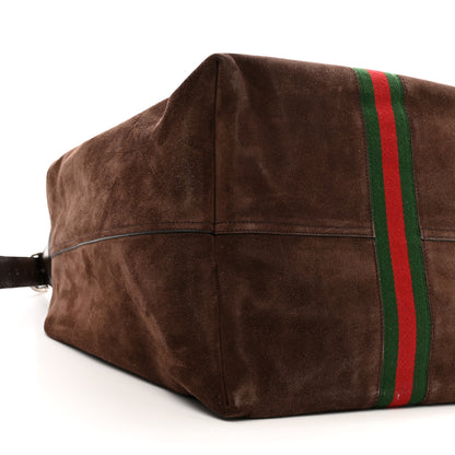 Gucci Suede Textured Dollar Calfskin Web Medium Jackie 1961 Crossbody Bag Brown 10 of 14