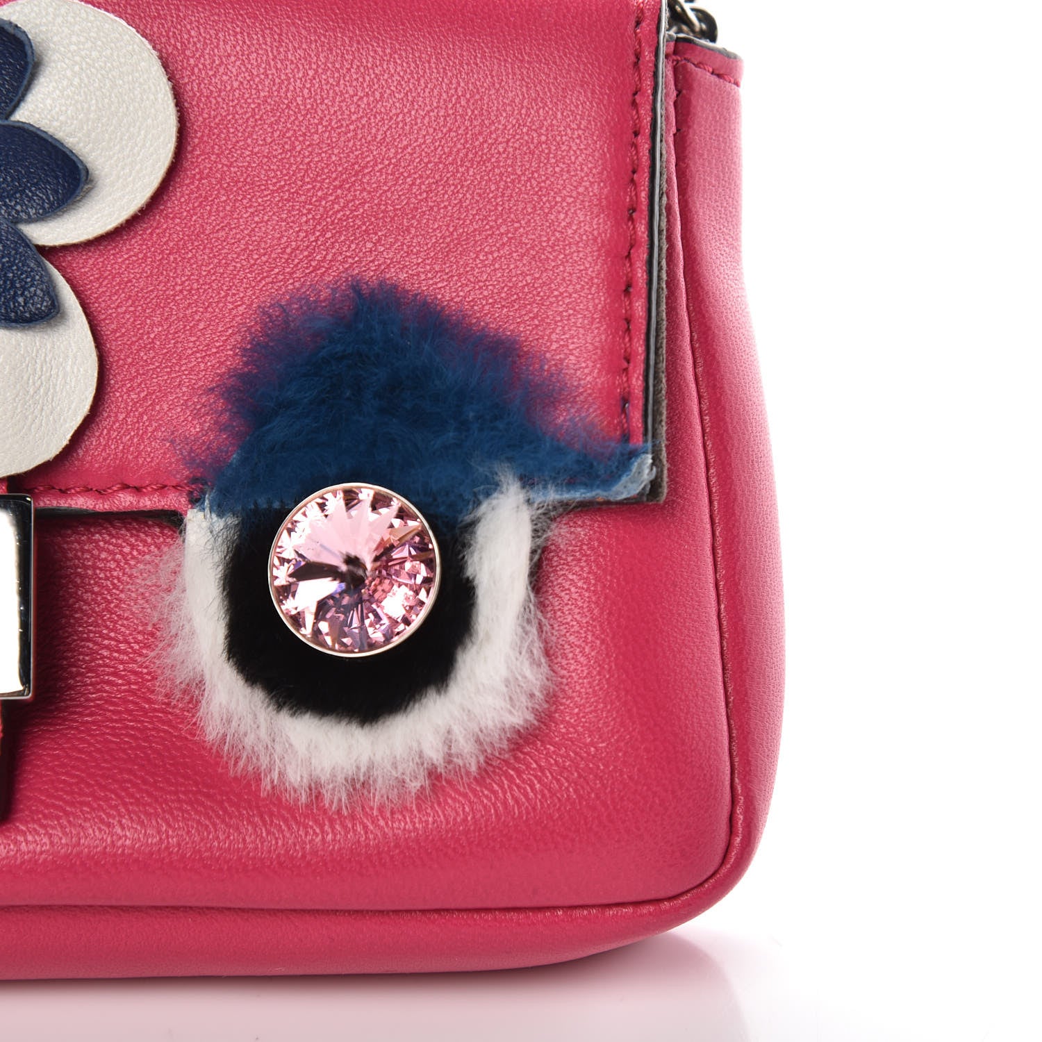Fendi Shiny Nappa Rabbit Fur Crystal Flowerland Micro Buggie Baguette Fuxia Curacao Multicolor 12 of 12