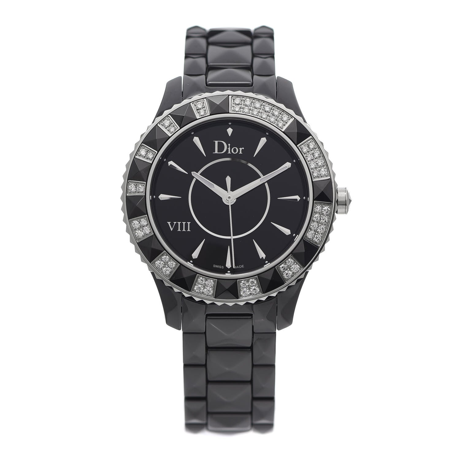 Christian Dior Stainless Steel Ceramic Diamond 38mm Dior VIII Quartz Watch Black 1 of 6