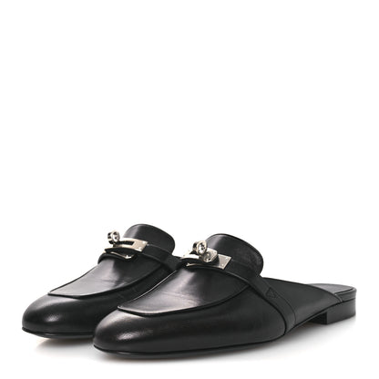 Hermes Goatskin Oz Mules 37.5 Black 4 of 12