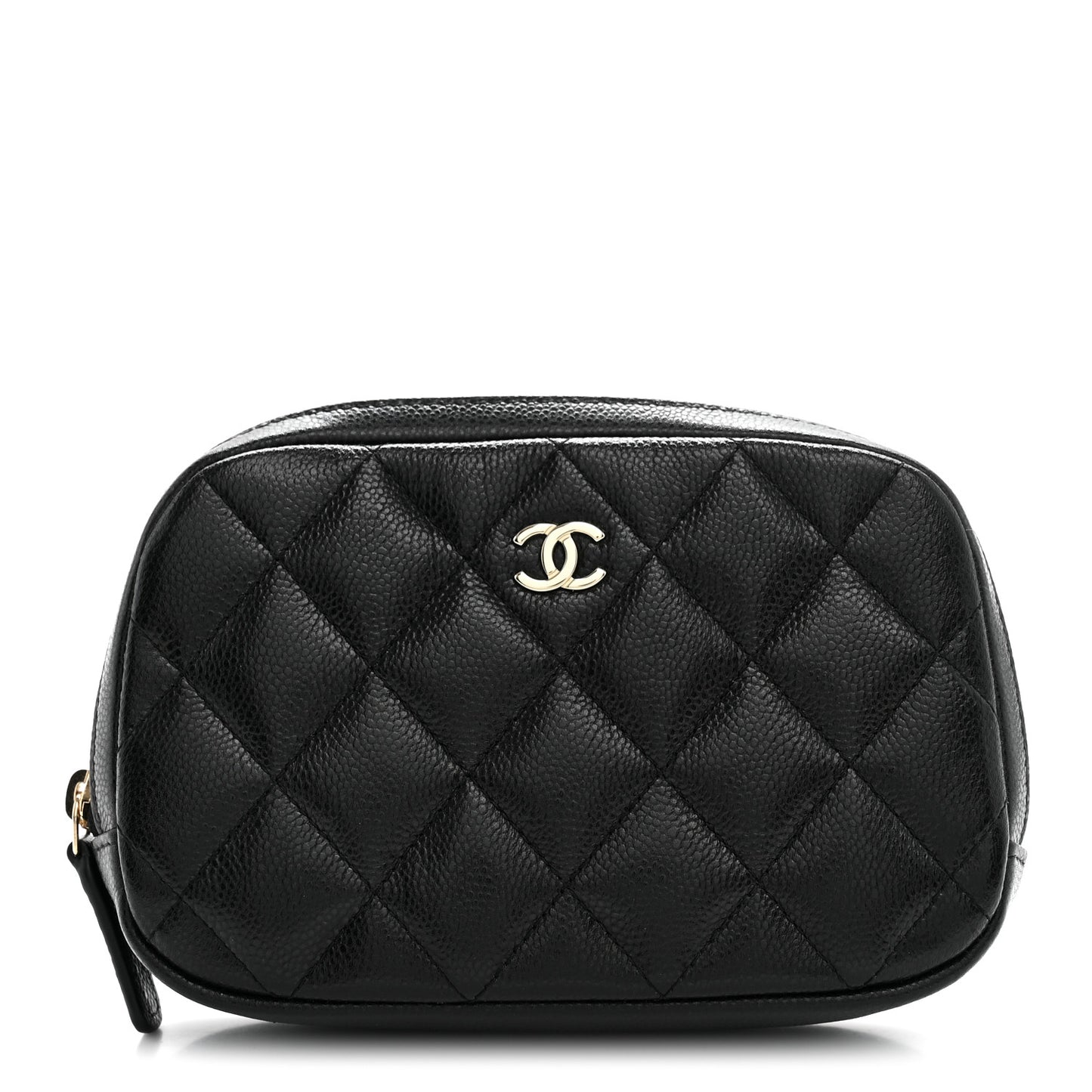 Caviar Quilted Small Curvy Pouch Cosmetic Case Black