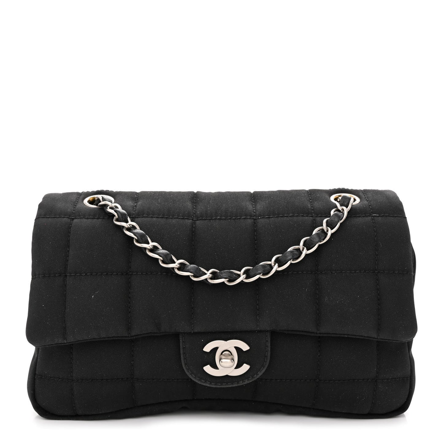 Nylon Square Quilted Flap Black
