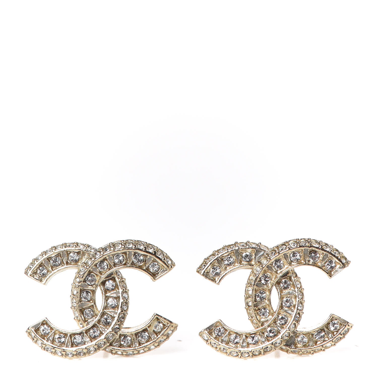 Chanel Crystal CC Earrings Gold 1 of 6