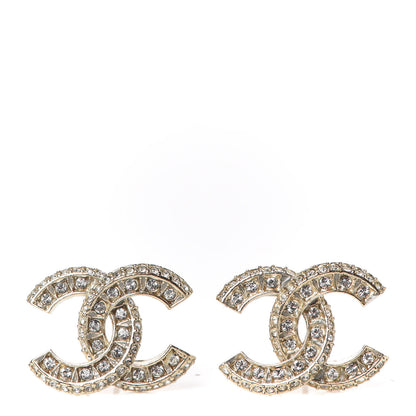 Chanel Crystal CC Earrings Gold 1 of 6