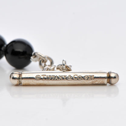 Tiffany Sterling Silver Black Onyx Bead Toggle Bracelet 5 of 7