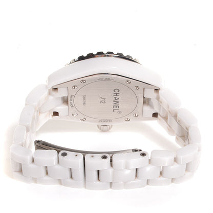 Chanel Stainless Steel Ceramic Diamond 33mm J12 Quartz Watch White 6 of 6