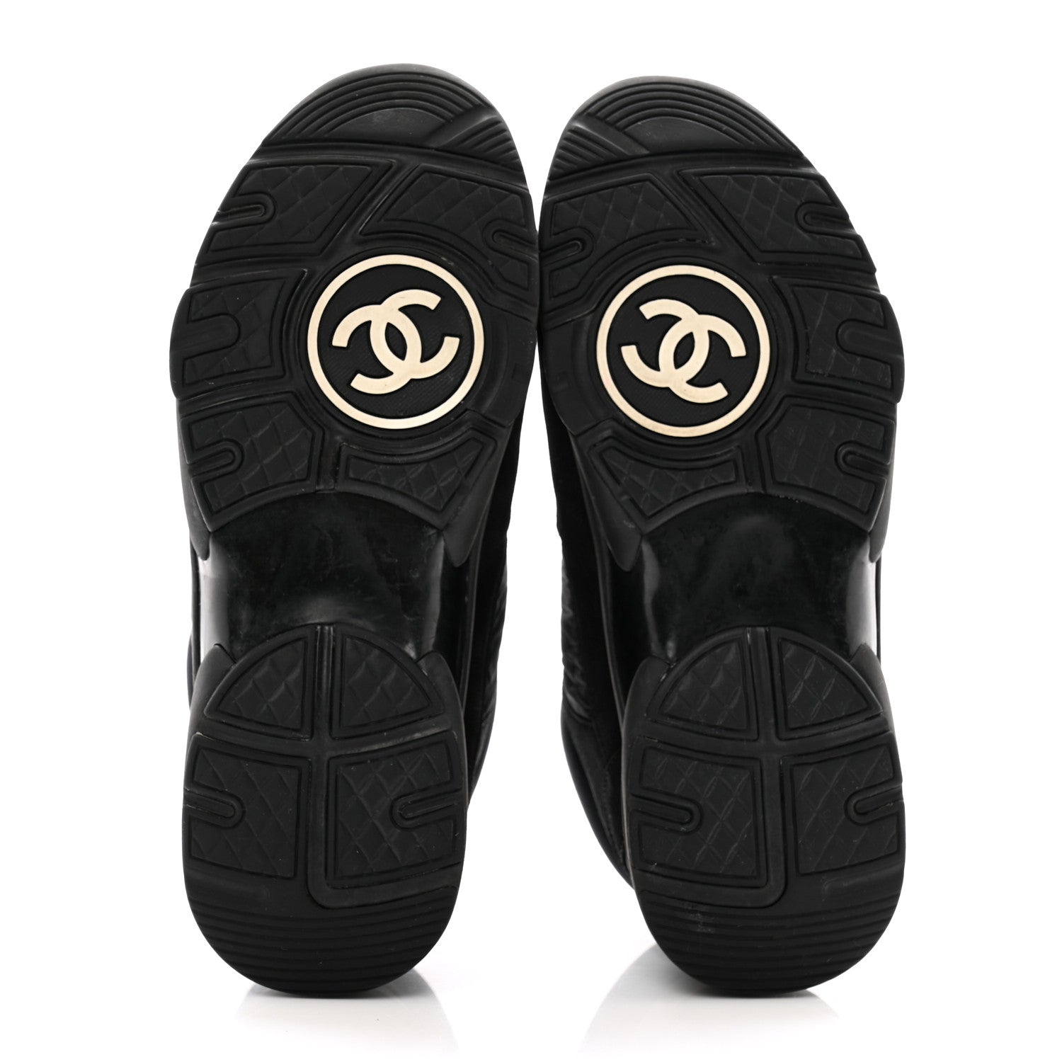 Chanel Fabric Calfskin Suede CC Sneakers 38 Black 5 of 10