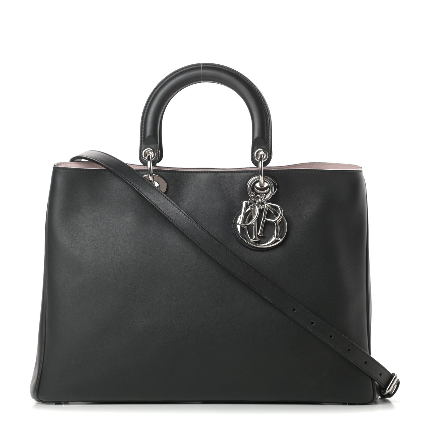 Smooth Calfskin Large Diorissimo Tote Black Rose Poudre