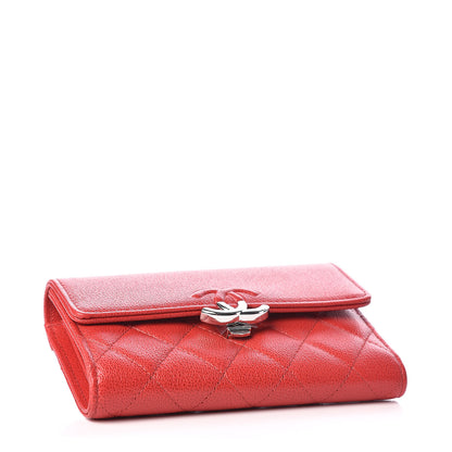 Chanel Grained Calfskin Quilted CC Box Flap Wallet Red 5 of 9