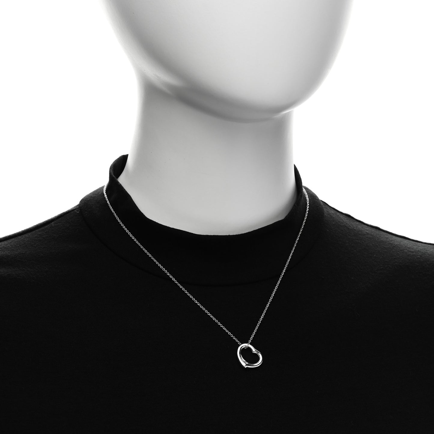 Sterling Silver 16mm Elsa Peretti Open Heart Pendant Necklace