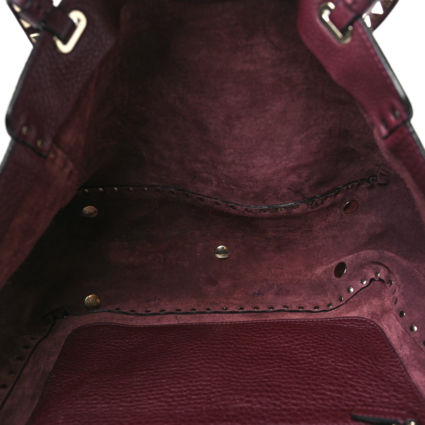 Pebbled Calfskin Medium Rockstud Tote Rubin