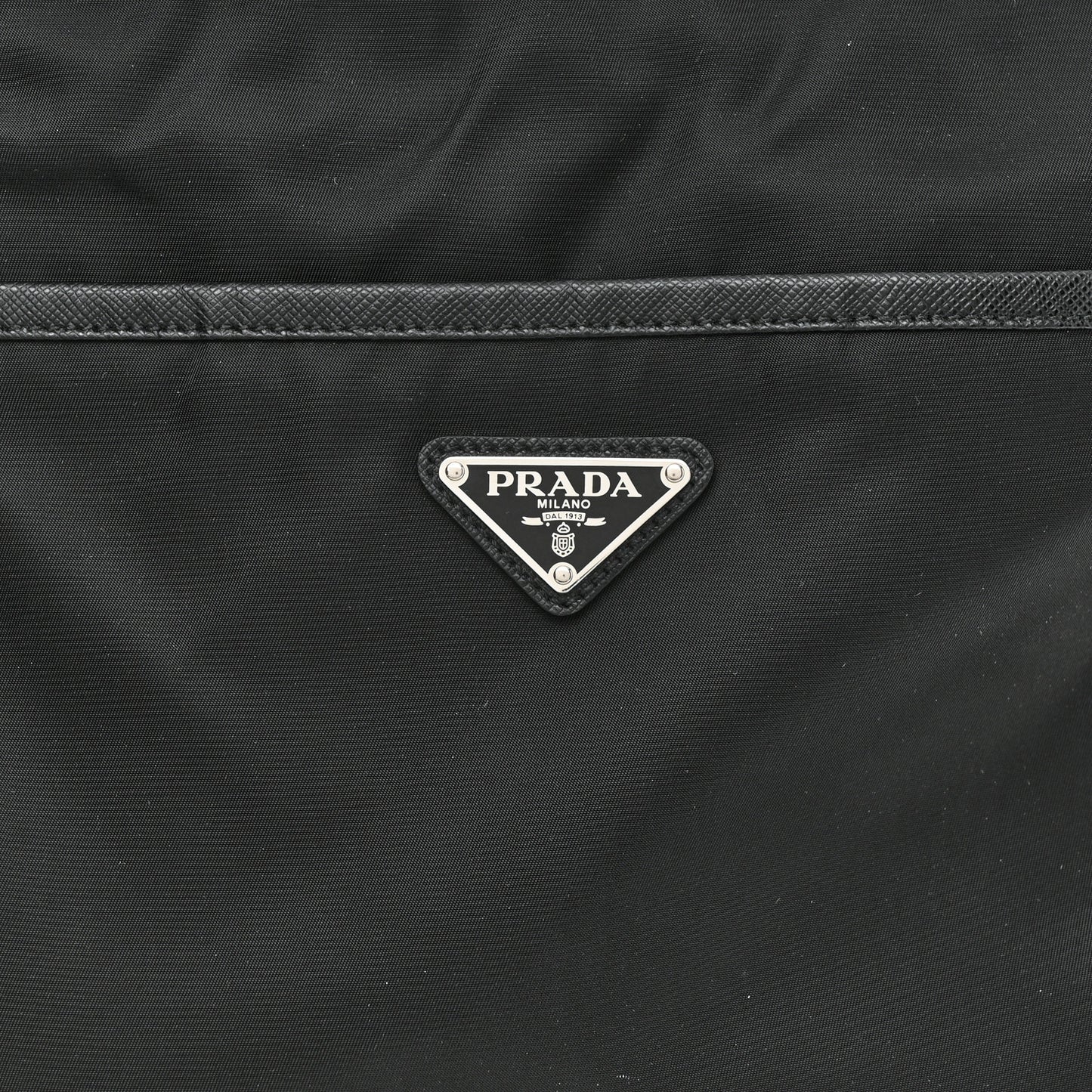 Tessuto Nylon Saffiano Flat Messenger Bag Black