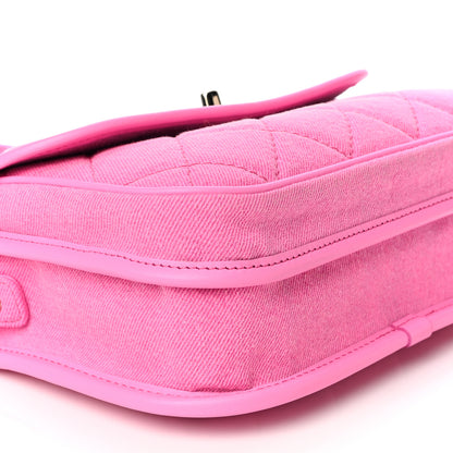 Chanel Denim Quilted Small Messenger Flap Neon Pink 9 of 12