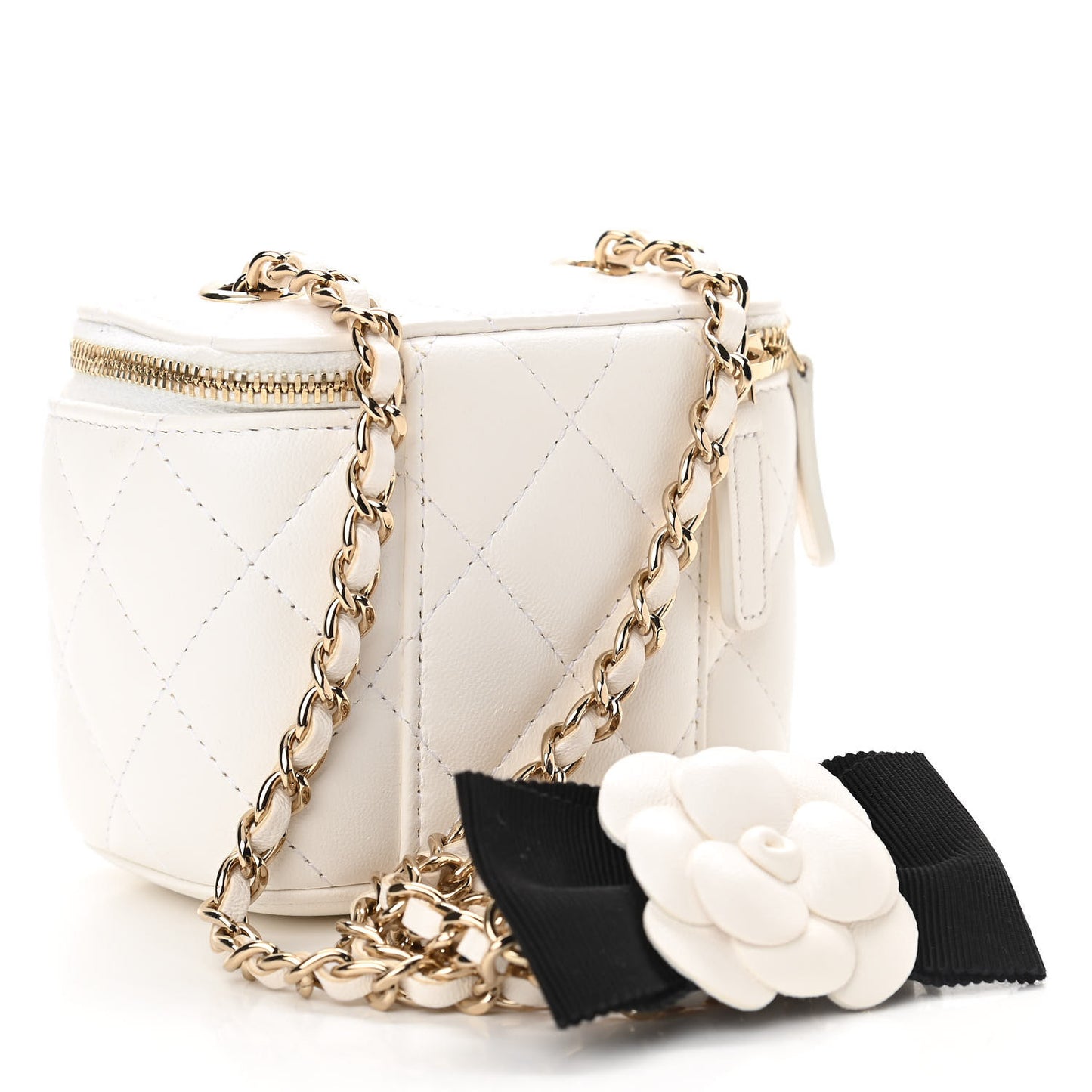 Lambskin Quilted My Chanel Lady Vanity Case With Chain White