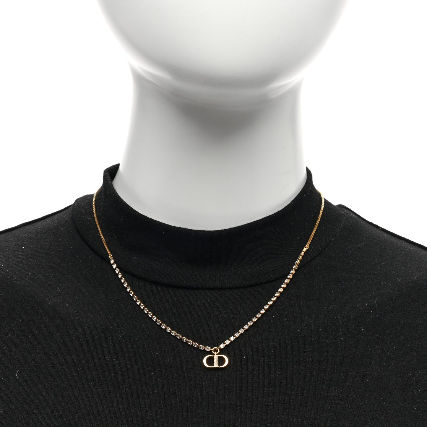 Metal Crystal Petite CD Necklace Gold